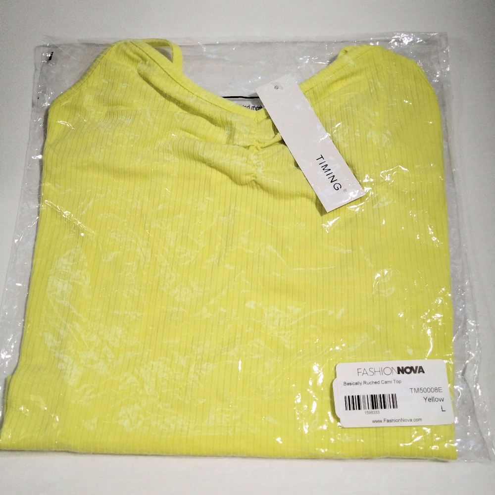 🆕Basically Ruched Cami Top - Yellow - Picture 4 of 4